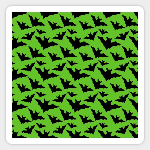 Halloween black bats green cool spooky silhouette pattern Sticker by PLdesign